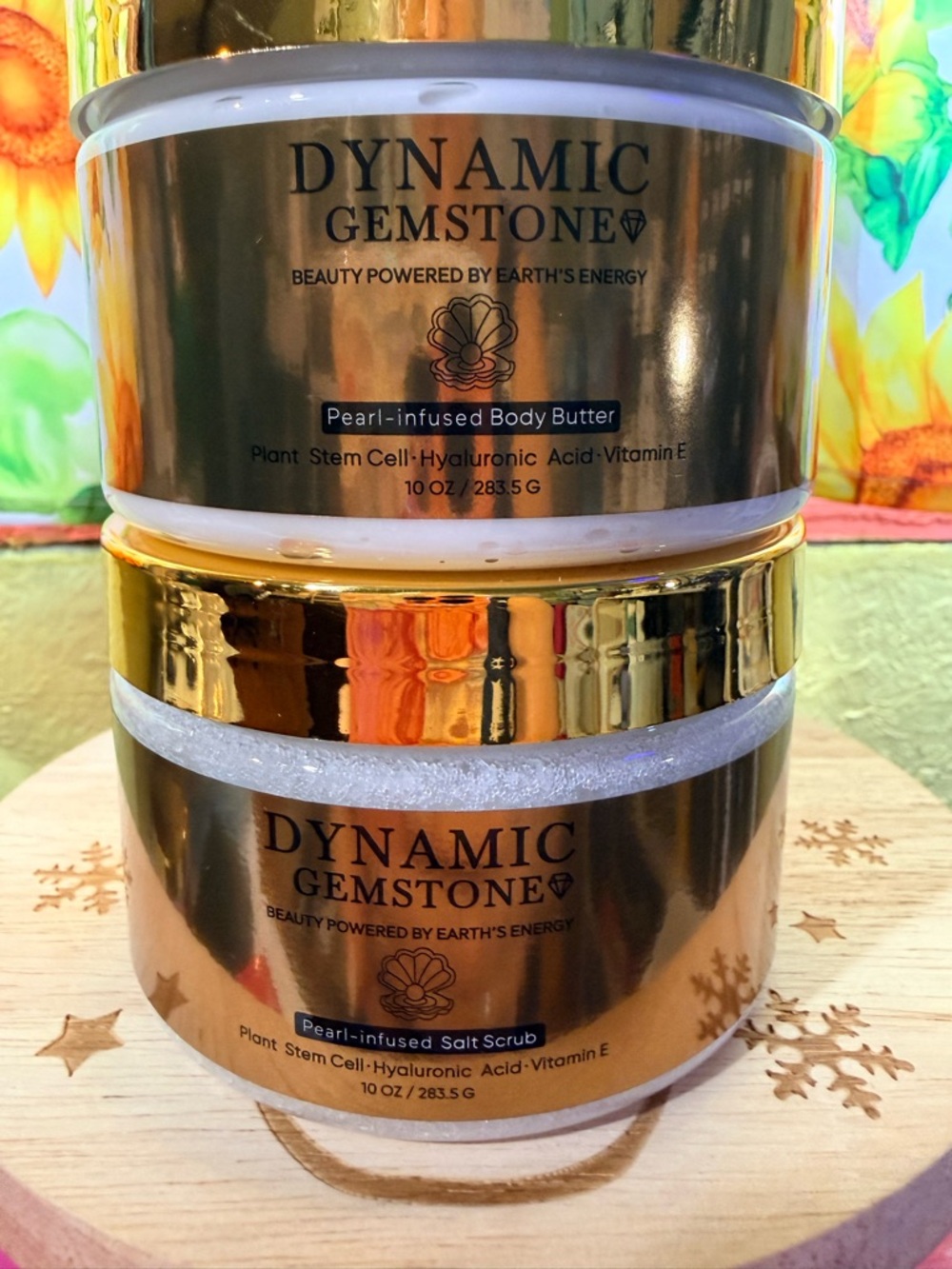 Mother’s Day Sale!Dynamic Gemstone Pearl-Infused Body Butter & Salt Scrub - Gold
